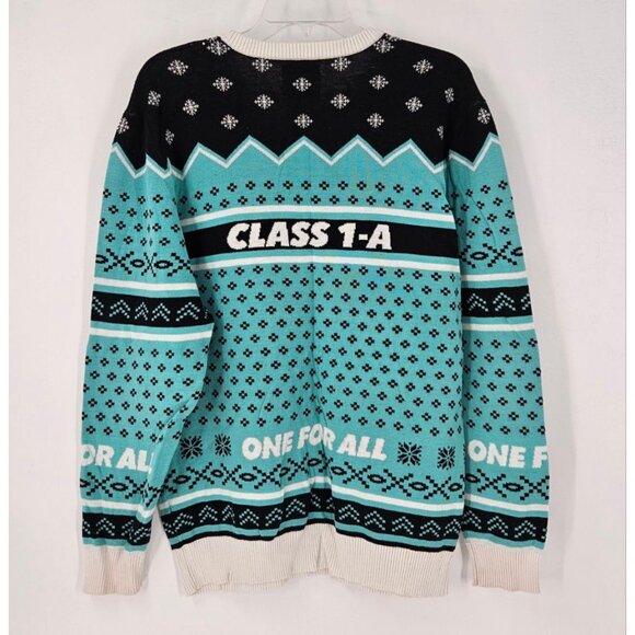 MY HERO ACADEMIA Funimation A-1 Class Sweater Sz L Turquoise Black White - Picture 2 of 7